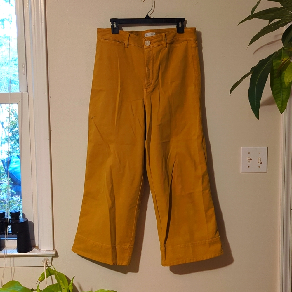 LOFT wide leg crop yellow jeans